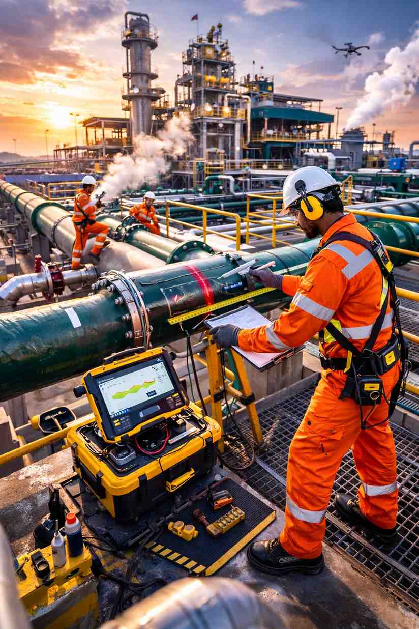 LRUT On Site Inspection Execution For Certified Crew And Equipment Mobilization