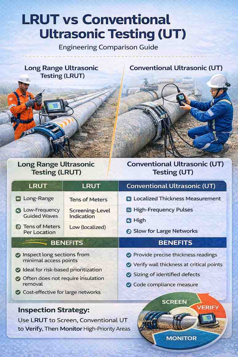 LRUT vs Conventional Ultrasonic Testing (UT) For Engineering Comparison Guide