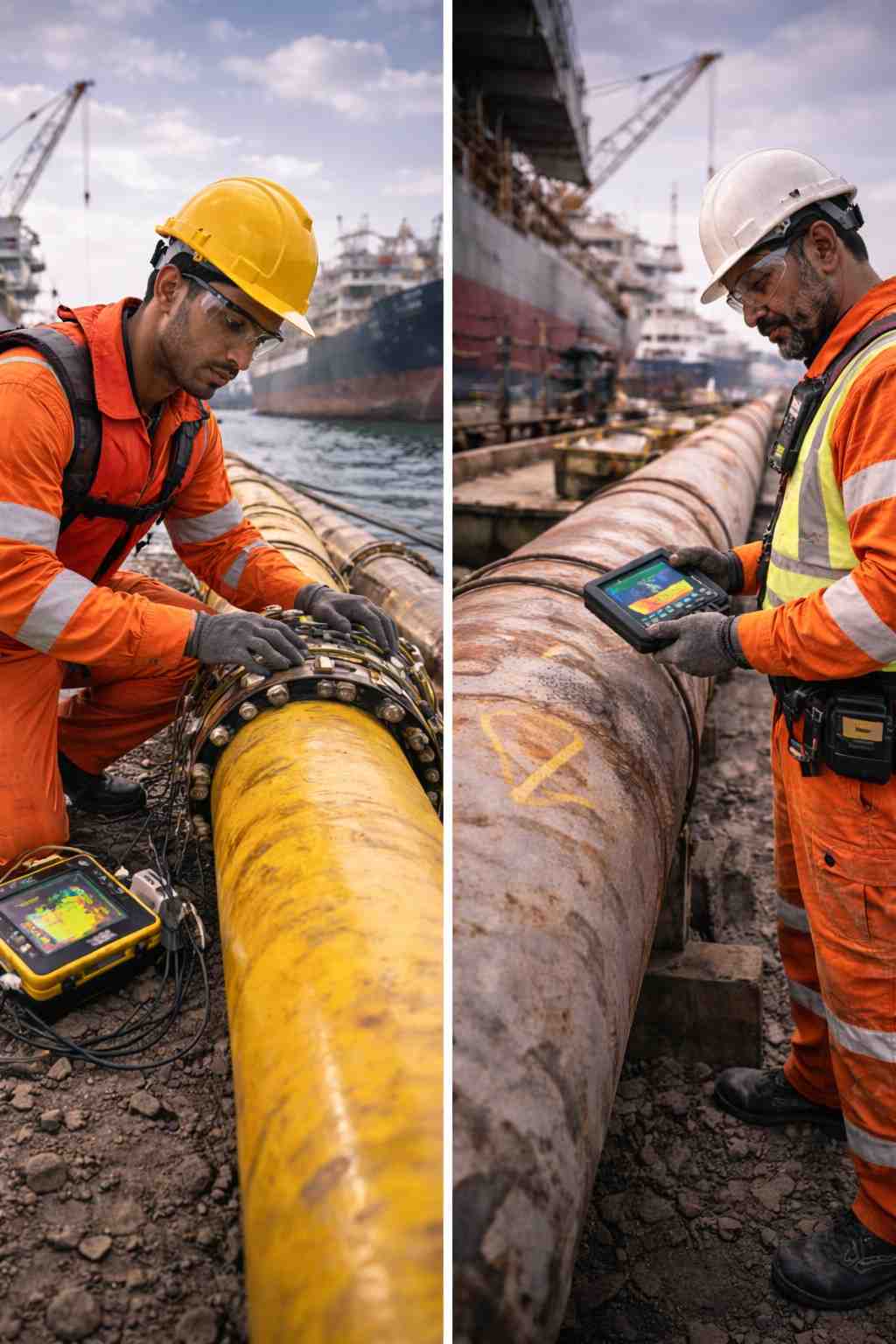 Shipyards And Marine Facilities Long Range UT  Pipeline Inspection