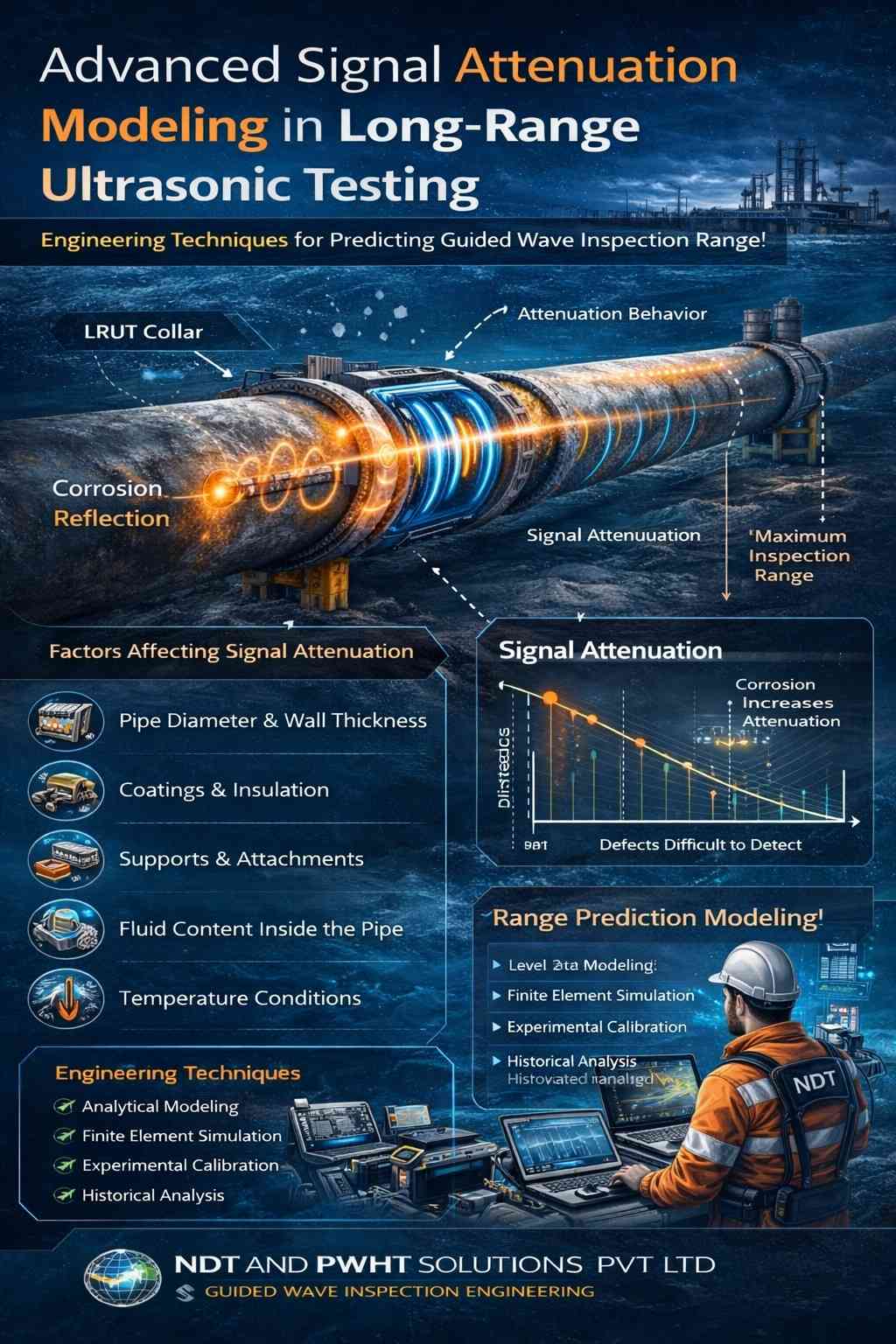 Advanced Signal Attenuation Modeling in Long Range Ultrasonic Testing Engineering Techniques for Predicting Guided Wave Inspection Range