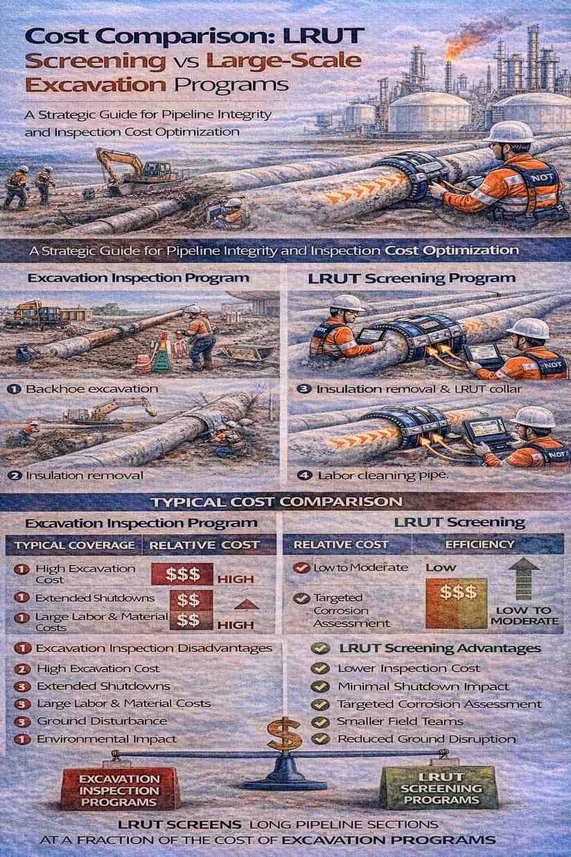 Cost Comparison: LRUT Screening vs Large Scale Excavation Programs A Strategic Guide for Pipeline Integrity and Inspection Cost Optimization