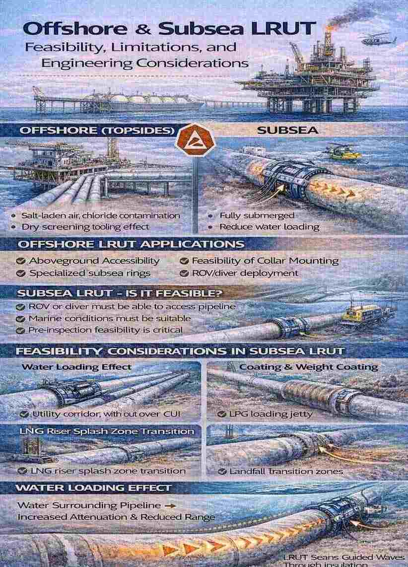 Offshore And Subsea LRUT: Feasibility, Limitations, and Engineering Considerations A Technical Guide to Guided Wave Inspection in Marine Environments